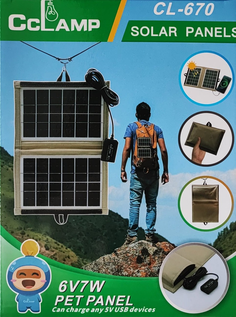 Соларен панел 6V-7W в комплект с мобилна батерия 8000 mAh