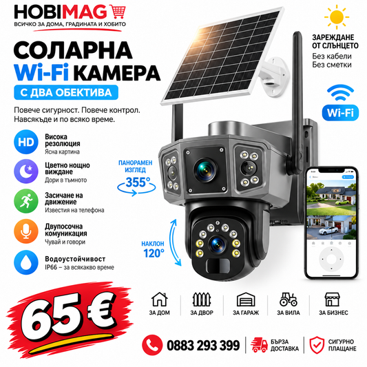 12MP Соларна смарт камера с два обектива