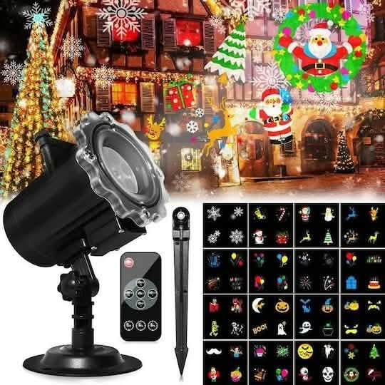 Празничен LED прожектор с 16 тематични картини