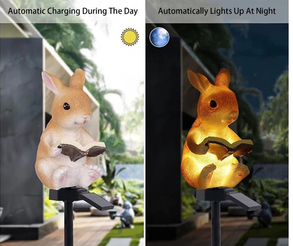 Комплект 4 броя соларни градински лампи с животни